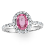 18k White Gold Diamond And Pink Sapphire Oval Ring 0.30ct