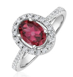 Pink Tourmaline 0.50ct And Diamond Halo 18k White Gold Ring Ut42