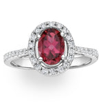 Pink Tourmaline 0.50ct And Diamond Halo 18k White Gold Ring Ut42