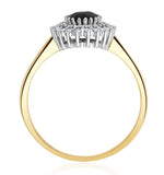 Sapphire 7 X 5mm And Diamond 9k Gold Ring