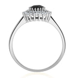 Sapphire 7 X 5mm And Diamond 9k White Gold Ring