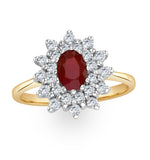 Ruby 6 X 4mm And Diamond 9k Gold Ring  A3372