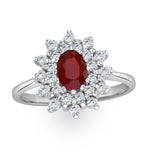 Ruby 6 X 4mm And Diamond 9k White Gold Ring  A4444