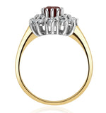 Ruby 6 X 4mm And Diamond 9k Gold Ring  A3372