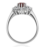 Ruby 6 X 4mm And Diamond 9k White Gold Ring  A4444
