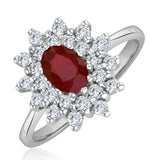 Ruby 6 X 4mm And Diamond 9k White Gold Ring  A4444