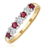 Ruby 0.30ct And Diamond 9k Gold Ring