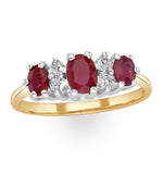 Ruby 0.85ct And Diamond 9k Gold Ring