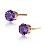 Amethyst 4mm 9k Yellow Gold Stud Earrings