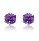 Amethyst 4mm 9k White Gold Stud Earrings