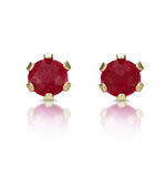 Ruby 3 X 3mm 9k Yellow Gold Stud Earrings