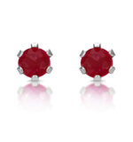 Ruby 3 X 3mm 9k White Gold Stud Earrings