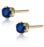Sapphire 3mm 9k Yellow Gold Stud Earrings