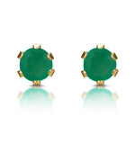 Emerald 3 X 3mm 9k Yellow Gold Stud Earrings