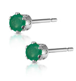 Emerald 3 X 3mm 9k White Gold Stud Earrings