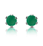 Emerald 3 X 3mm 9k White Gold Stud Earrings