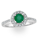 Halo  Emerald 0.50ct And Diamond 18k White Gold Ring