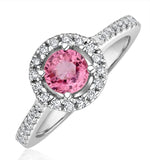 Halo 18k White Gold Diamond And Pink Sapphire Ring 0.36ct