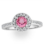 Halo 18k White Gold Diamond And Pink Sapphire Ring 0.36ct