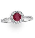 Halo Ruby 0.65ct And Diamond 18k White Gold Ring