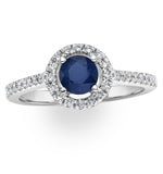 Halo Sapphire 0.75ct And Diamond 0.36ct 18k White Gold Ring