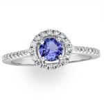 Halo Tanzanite 8.7mm And 0.36ct Diamond 18k White Gold Ring