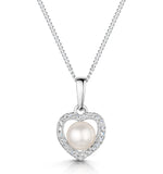 Stellatopearl And Diamond Pendant Necklace 0.06ct In 9k White Gold