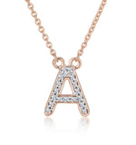 Initial 'a' Necklace Diamond Encrusted Pave Set In 9k Rose Gold