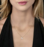 Initial 'a' Necklace Diamond Encrusted Pave Set In 9k Rose Gold