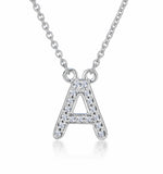 Initial 'a' Necklace Diamond Encrusted Pave Set In 9k White Gold