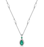 Emerald And Diamond Stellato Necklace 0.13ct In 9k White Gold