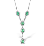 Emerald 0.45ct And Diamond 9k White Gold Necklace