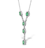 Emerald 0.45ct And Diamond 9k White Gold Necklace