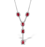 Ruby 4 X 6mm And Diamond 9k White Gold Necklace