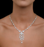 Diamond Necklace Vintage Pyrus 9.00ct H/si Diamonds In 18k White Gold