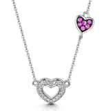 Pink Sapphire And Diamond Stellato Heart Necklace In 9kw Gold D3412