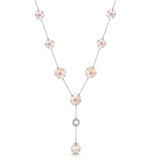 Pink Sapphire Pearl Shell And Diamond Stellato Necklace 9k White Gold