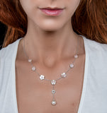 Pink Sapphire Pearl Shell And Diamond Stellato Necklace 9k White Gold