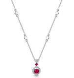 Ruby And Diamond Stellato Necklace 0.12ct In 9k White Gold