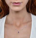 Ruby And Diamond Stellato Necklace 0.12ct In 9k White Gold