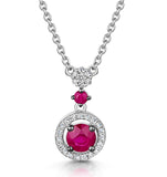 Ruby And Diamond Stellato Necklace 0.12ct In 9k White Gold