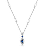 Sapphire And Diamond Stellato Necklace 0.13ct In 9k White Gold