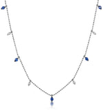Sapphire And Diamond Necklace In 18k White Gold - Vivara Collection