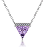 Amethyst And Diamond Stellato Cluster Necklace In 9k White Gold