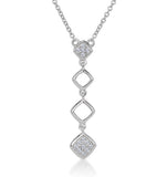 Stellato Collection Diamond Squares Drop Necklace In 9k White Gold