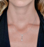 Stellato Collection Diamond Squares Drop Necklace In 9k White Gold