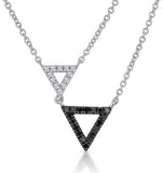 Stellato Collection Duo Triangles Diamond Necklace In 9k White Gold