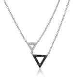 Stellato Collection Duo Triangles Diamond Necklace In 9k White Gold