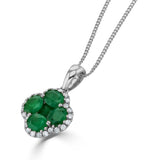 Emerald 1.04ct And Diamond 18k White Gold Alegria Necklace
