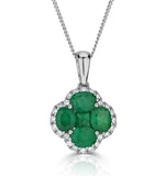 Emerald 1.04ct And Diamond 18k White Gold Alegria Necklace